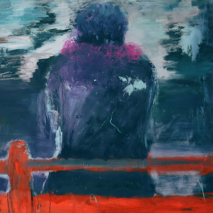 die rote bank, 2015, Öl auf Leinwand, 140 x 100 cm
