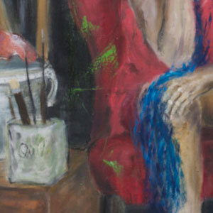 im Atelier III, Öl auf Leinwand, 100 x 75 cm
